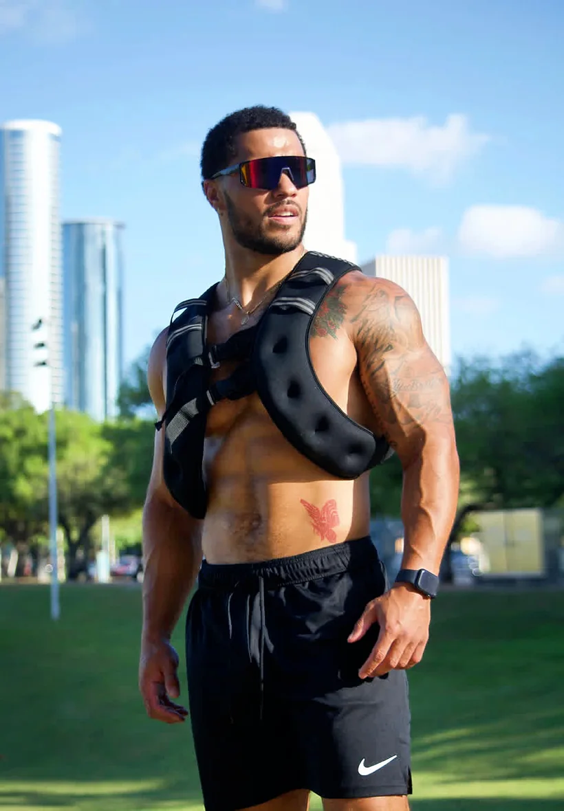 Wes training outdoors in Houston